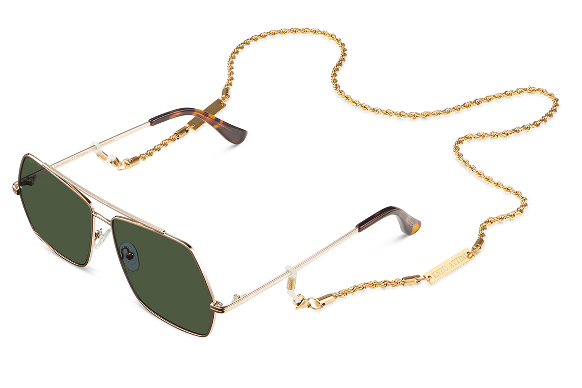 Lake Geneva / Tortoise & Gold Color + Green Lens