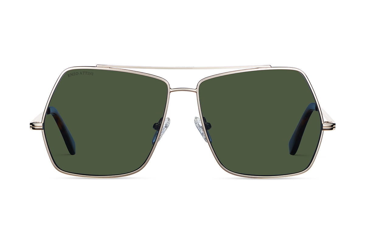 Lake Geneva / Tortoise & Gold Color + Green Lens