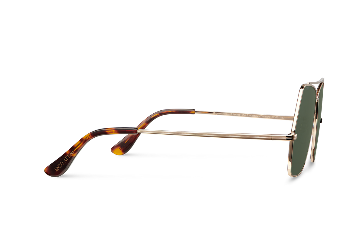 Lake Geneva / Tortoise & Gold Color + Green Lens