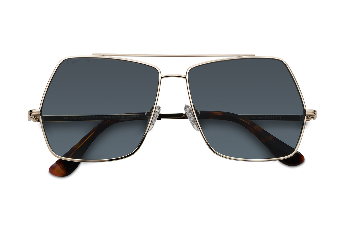 Lake Geneva / Tortoise & Gold Color + Dark Black Lens