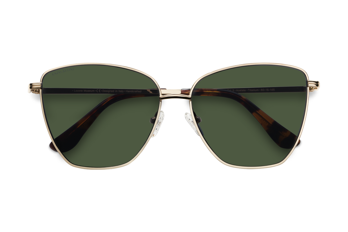 Louvre Museum / Tortoise & Gold Color + Green Lens