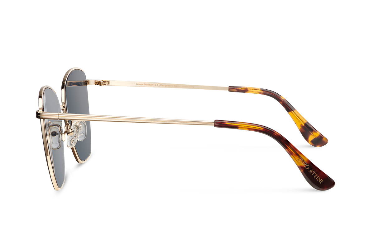 Louvre Museum / Tortoise & Gold Color + Dark Black Lens.